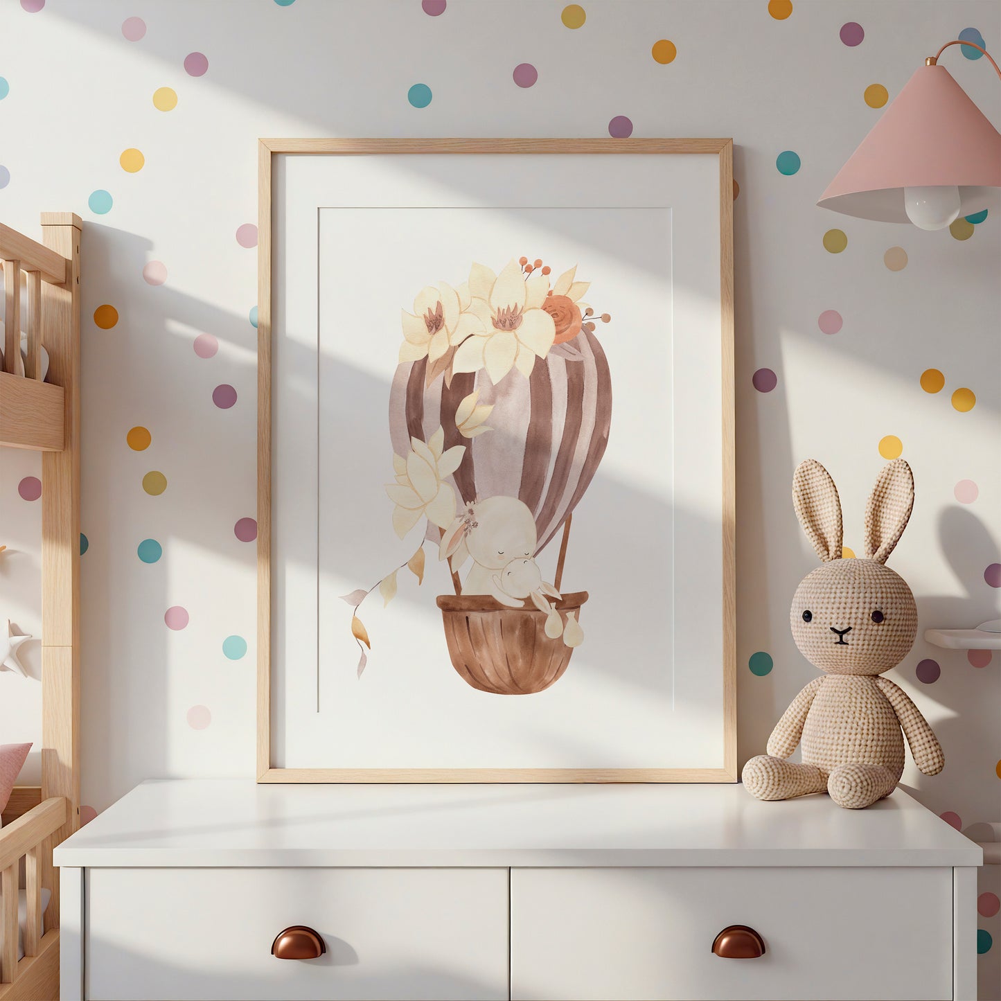 Heißluftballon: Mama Hase & Baby Poster