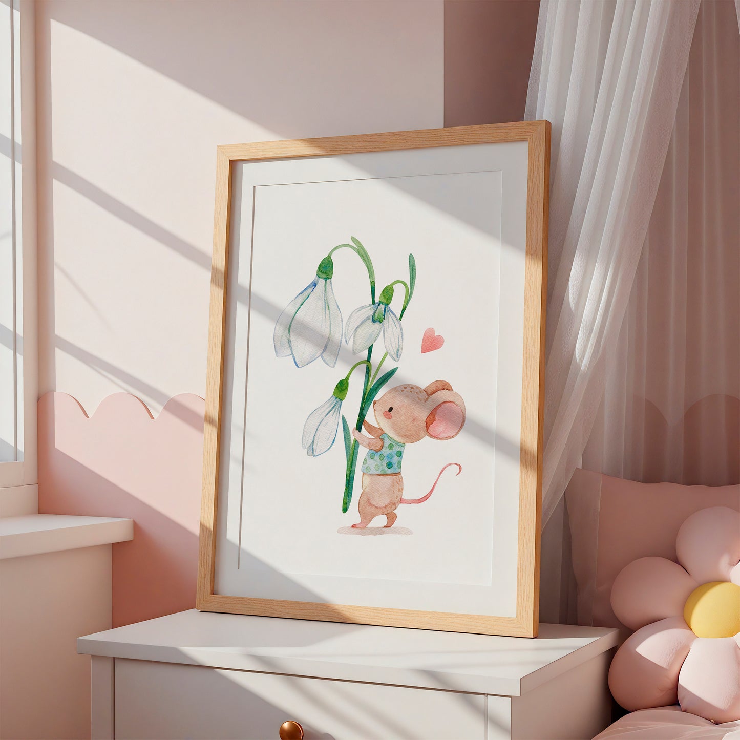 Kleine Maus mit Blumen Poster