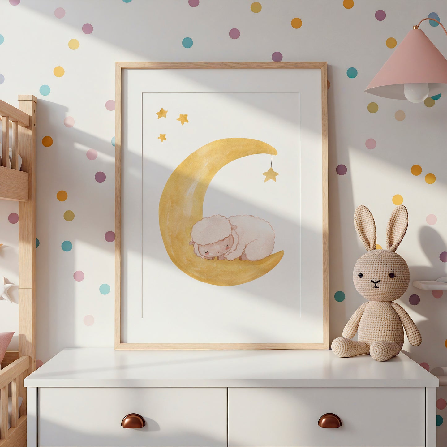 Schlummerndes Schaf auf dem Mond Poster