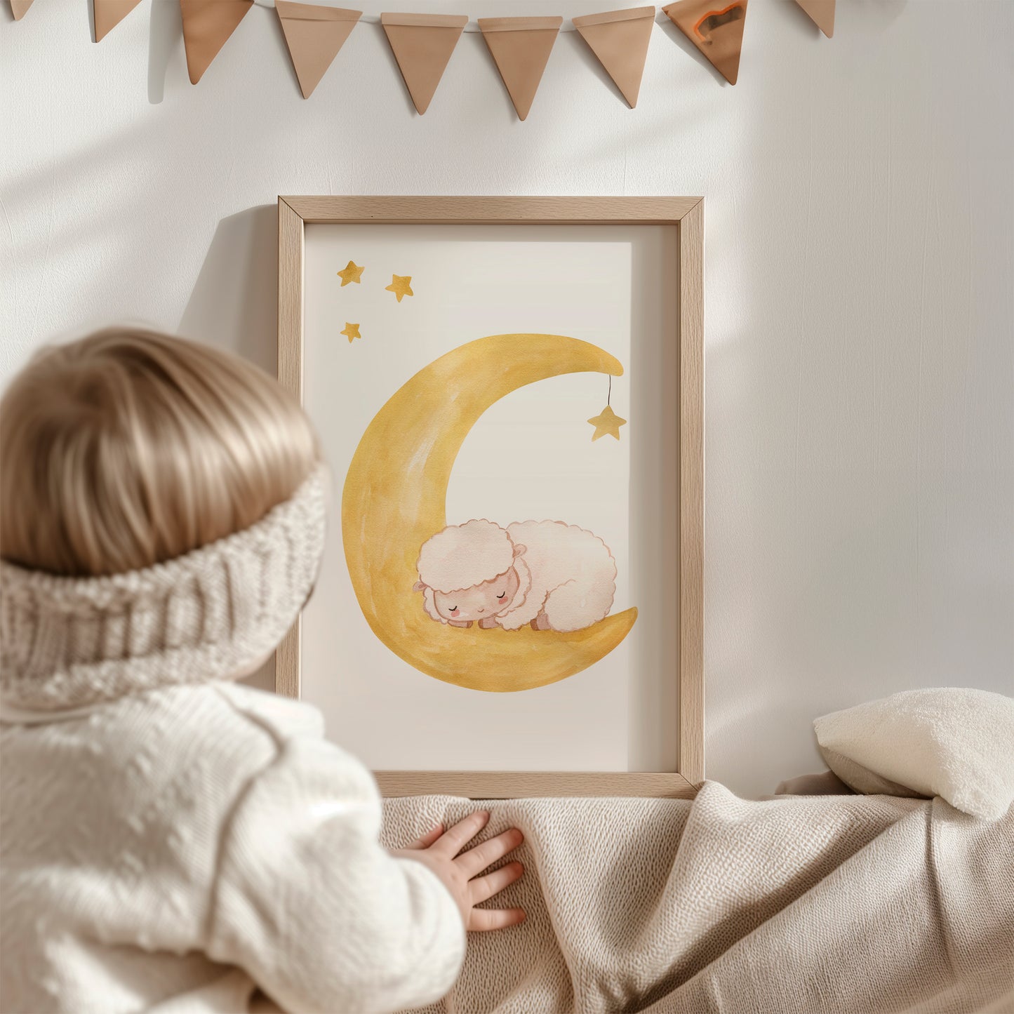 Schlummerndes Schaf auf dem Mond Poster