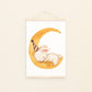 Kinderbild Kinderposter "Hase auf dem Mond", A4 & A3 Poster Kinderzimmer, Kinderbilder Babyzimmer Poster Tiere Wanddekoration, Baby Geschenk