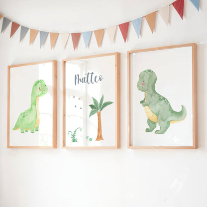 Urzeitabenteuer Dinos – personalisiertes 3er Poster Set