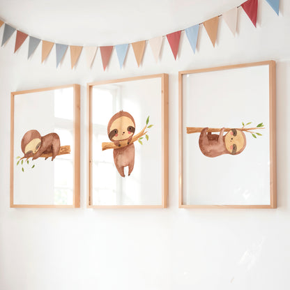 Niedliches Faultier Trio – Poster 3er Set