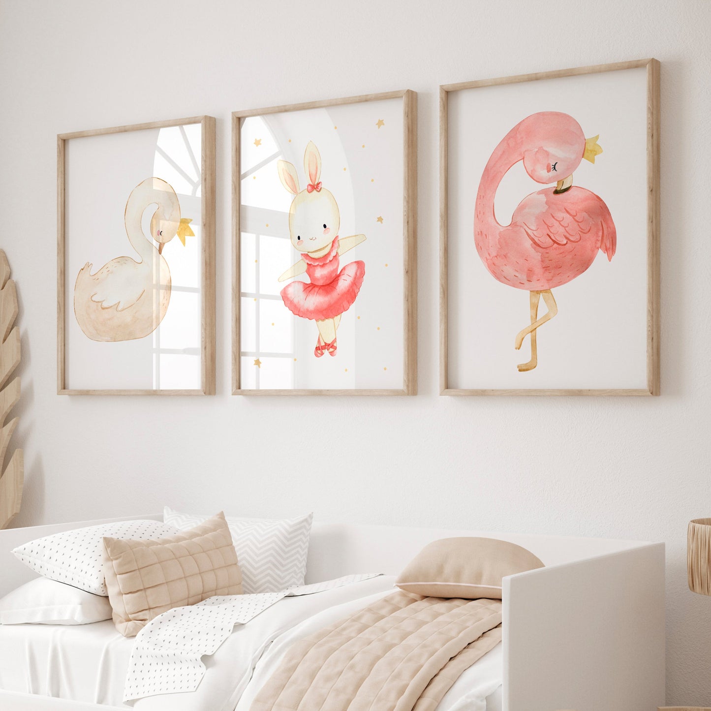 Mädchenträume: Schwan, Ballett Hase & Flamingo – Poster 3er Set