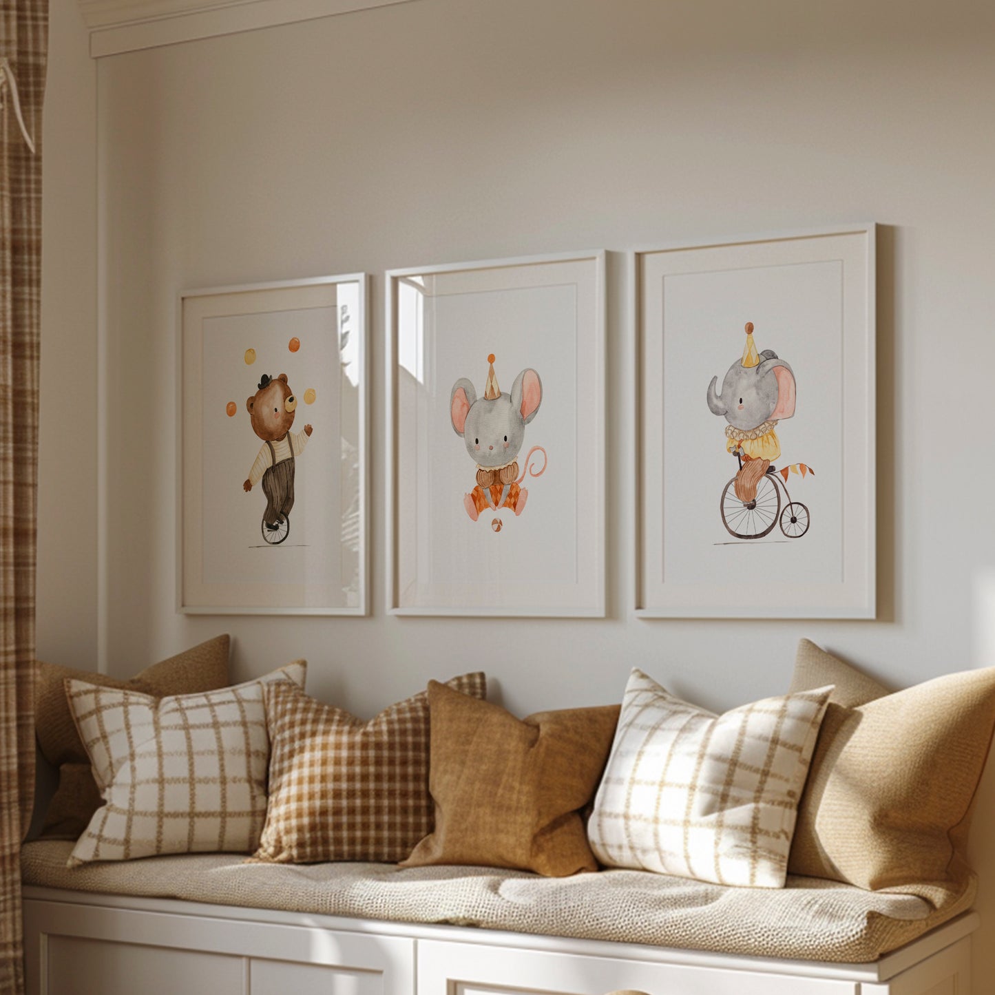 Zirkustiere: Bär, Elefant & Maus – Poster 3er Set