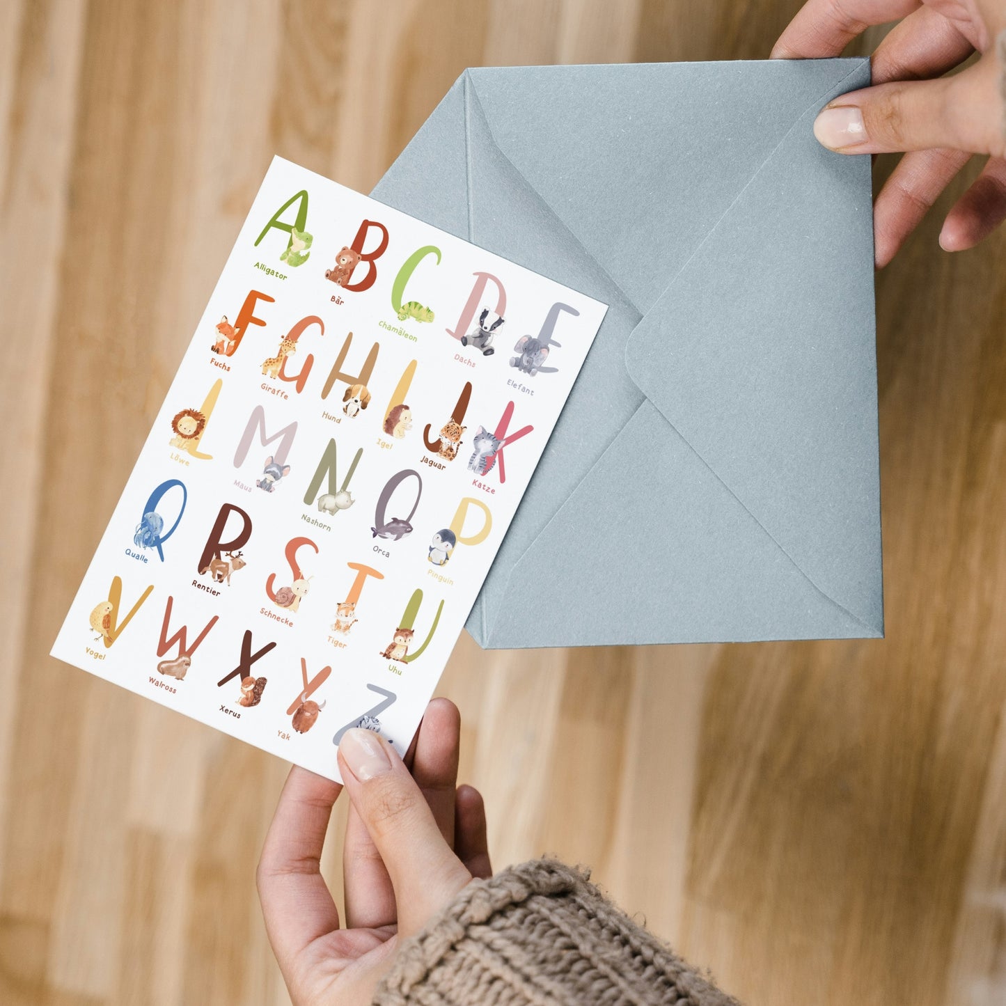 Karte Einschulung – Tier Alphabet