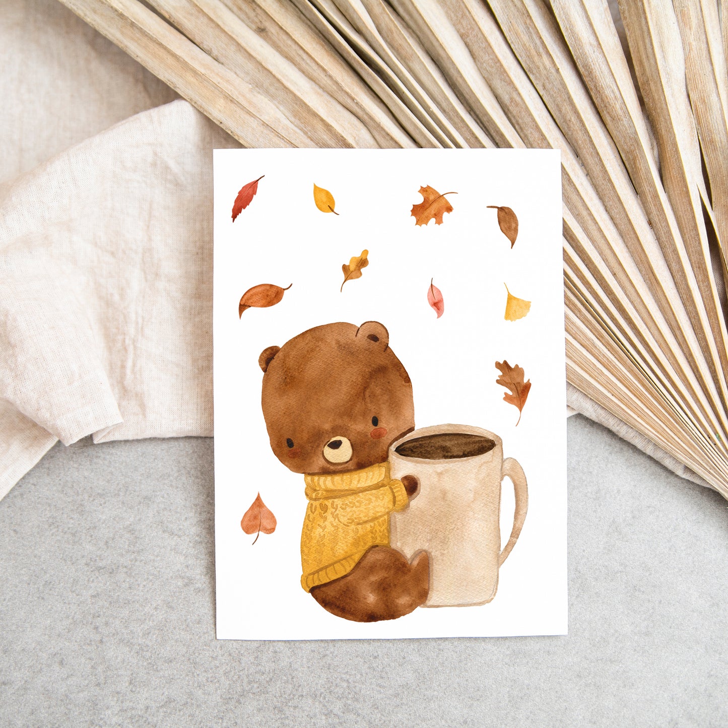 Karte Bär & Herbstlaub