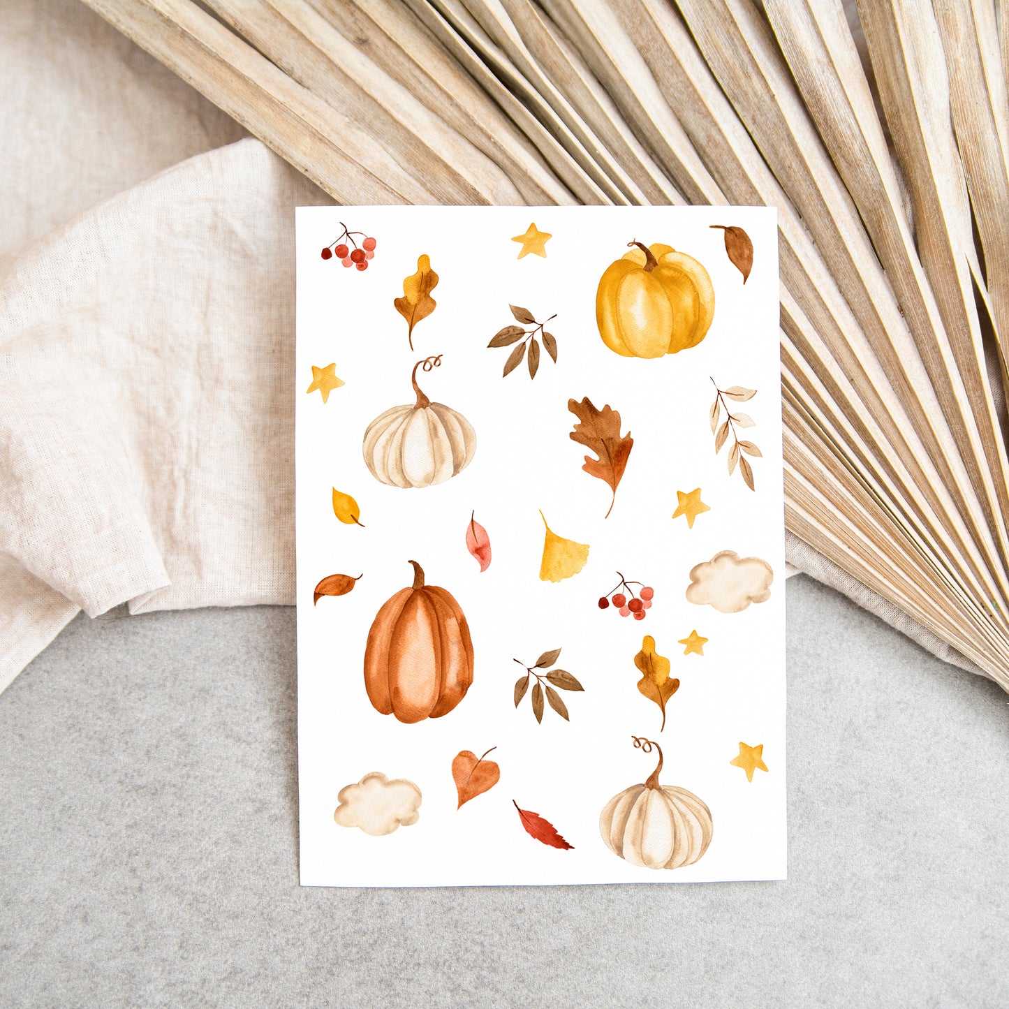 Karte Kürbisse & Herbstlaub