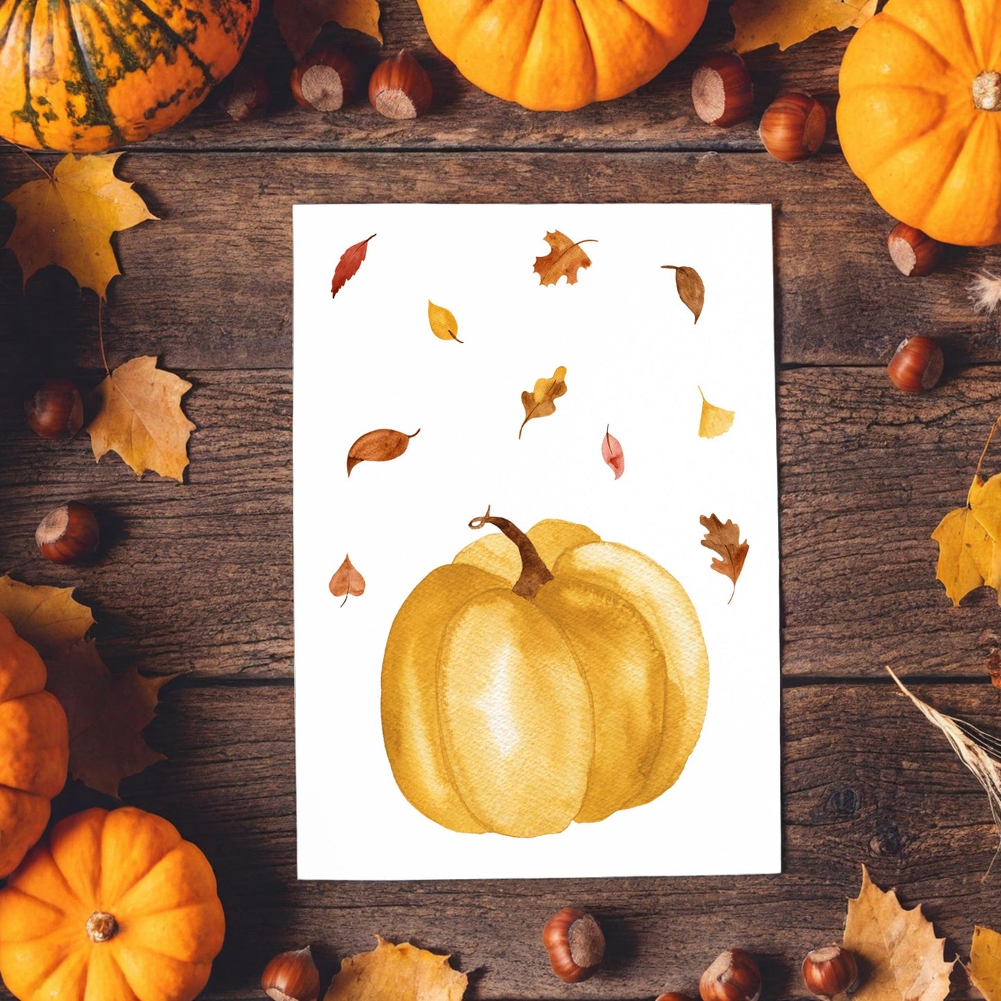 Karte Kürbis & Herbstlaub