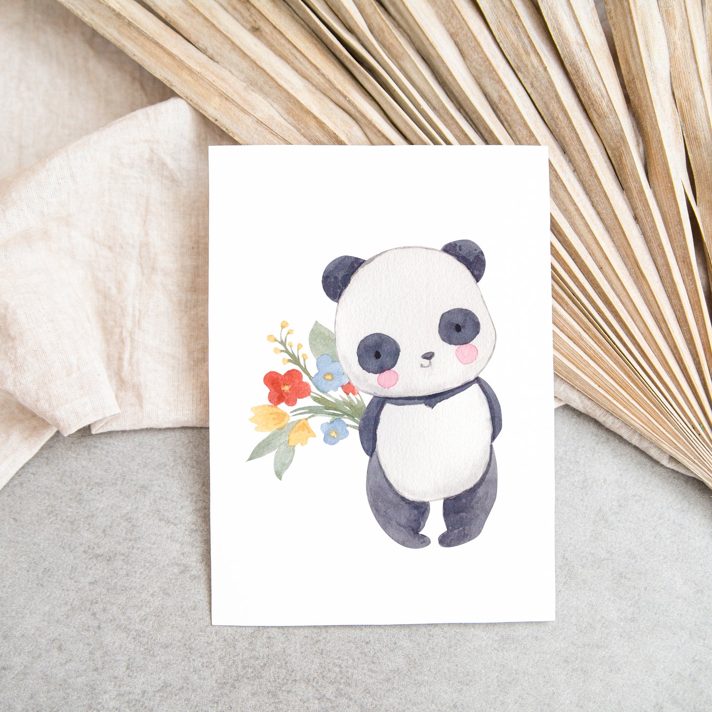 Karte Panda & Blumengrüße