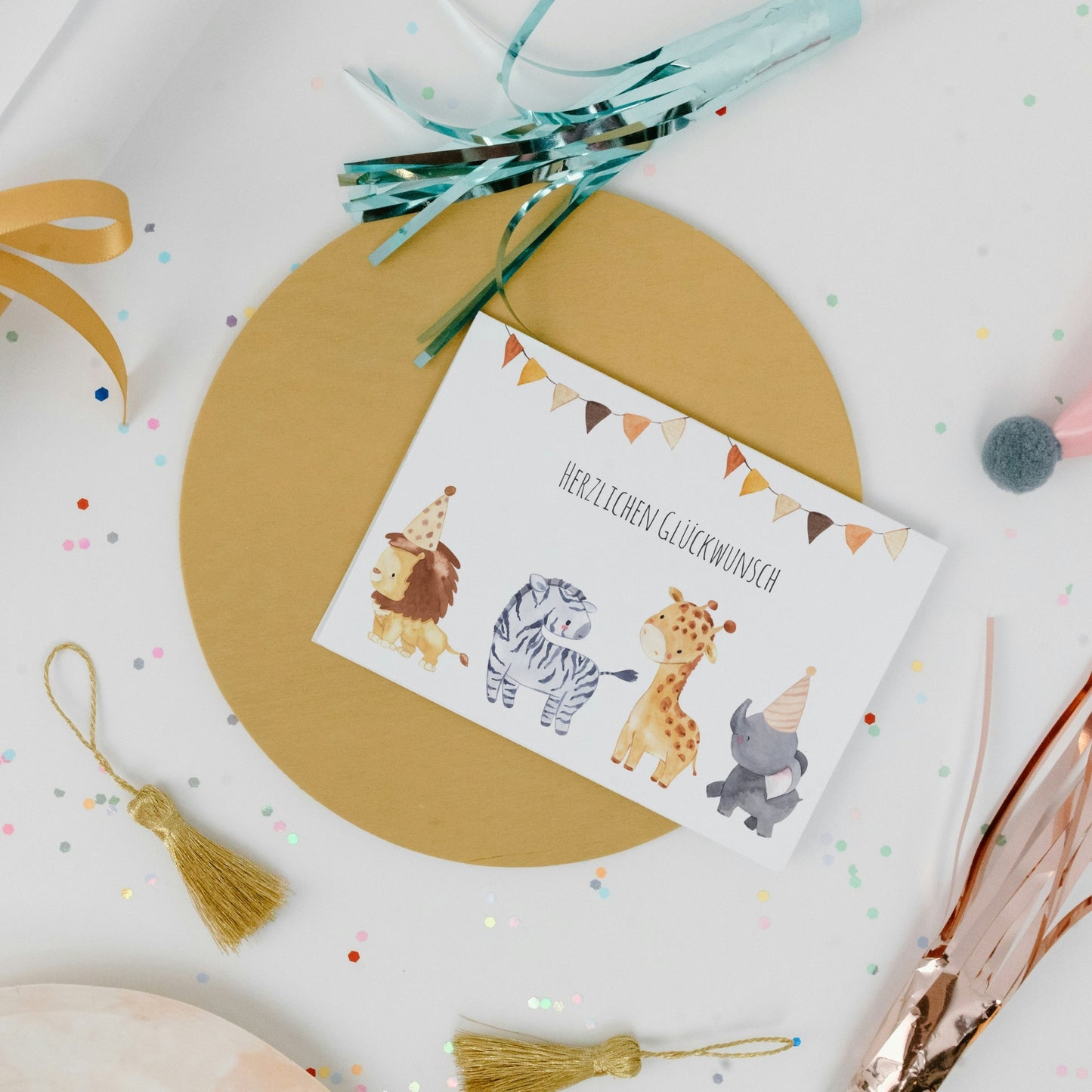 Karte Kindergeburtstag – Safari Tiere