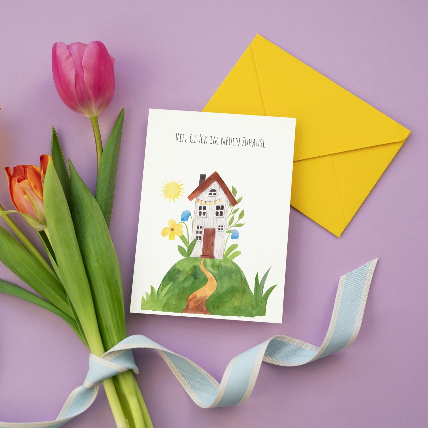 Karte Viel Glück im neuen Zuhause – Villa Kunterbunt