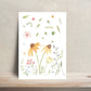 Karte Wildblumen A6: Postkarte mit Blumen- und Blättermotiv auf weißem Untergrund, gedruckt auf hochwertigem, mattem Naturpapier.