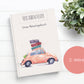 Reisetagebuch für Paare A5 Hardcover Mängelexemplar Honeymoon, mit Cover eines VW Käfers mit Koffern auf dem Dach, ideal zum Planen, Notieren und Erinnerungen sammeln.