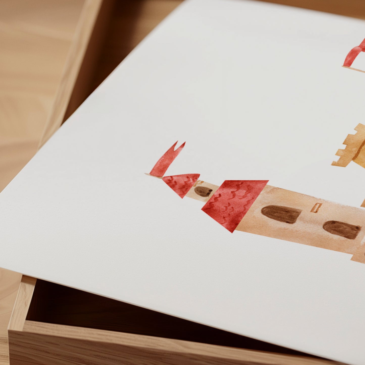 Poster Schloss A4 & A3 zeigt ein fantasievolles Schlossmotiv. Gedruckt auf hochwertigem, mattem Naturpapier, ideal zur Dekoration von Kinderzimmern.