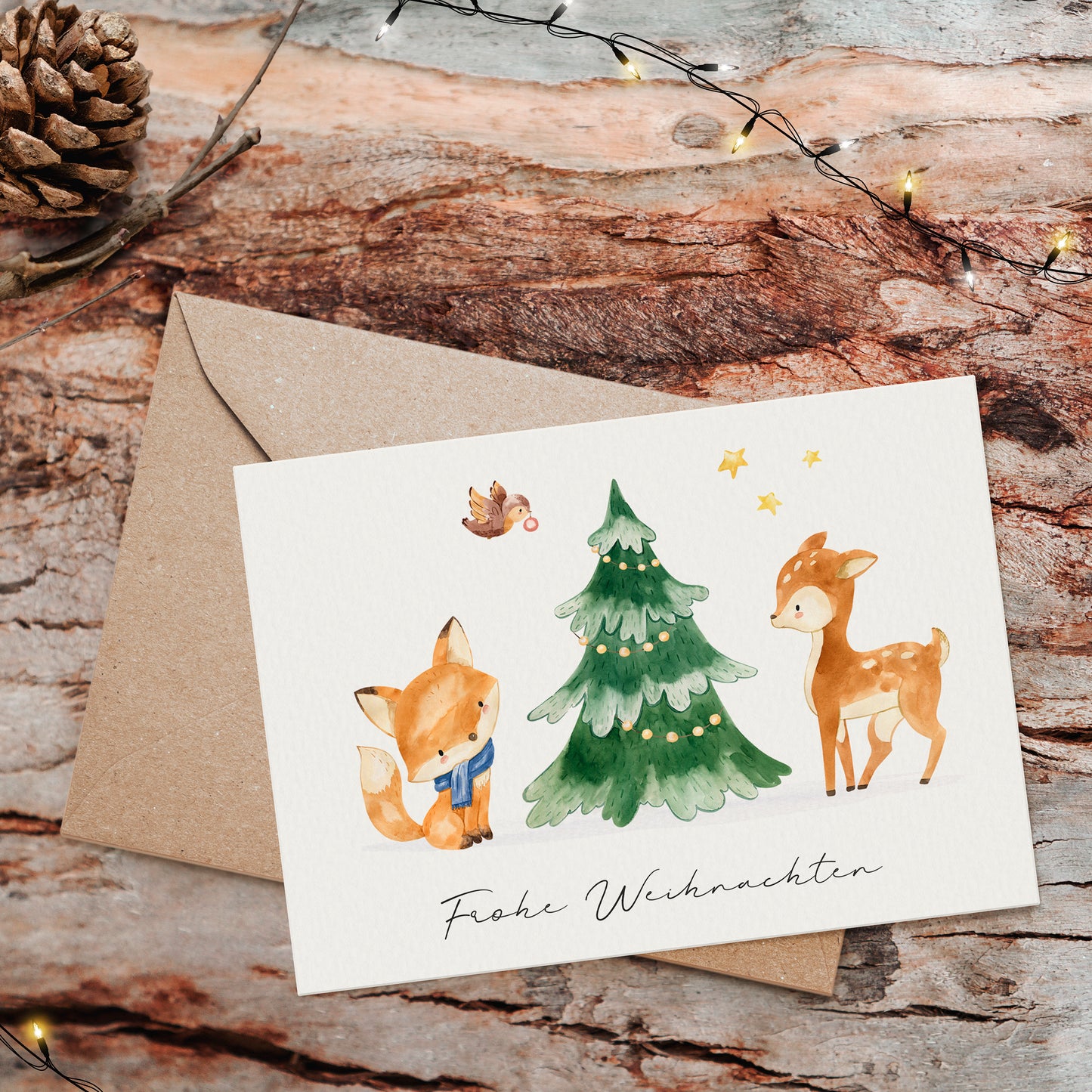 Weihnachtskarte Frohe Weihnachten - Waldtiere