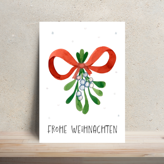 Weihnachtskarte Frohe Weihnachten - Mistelzweig