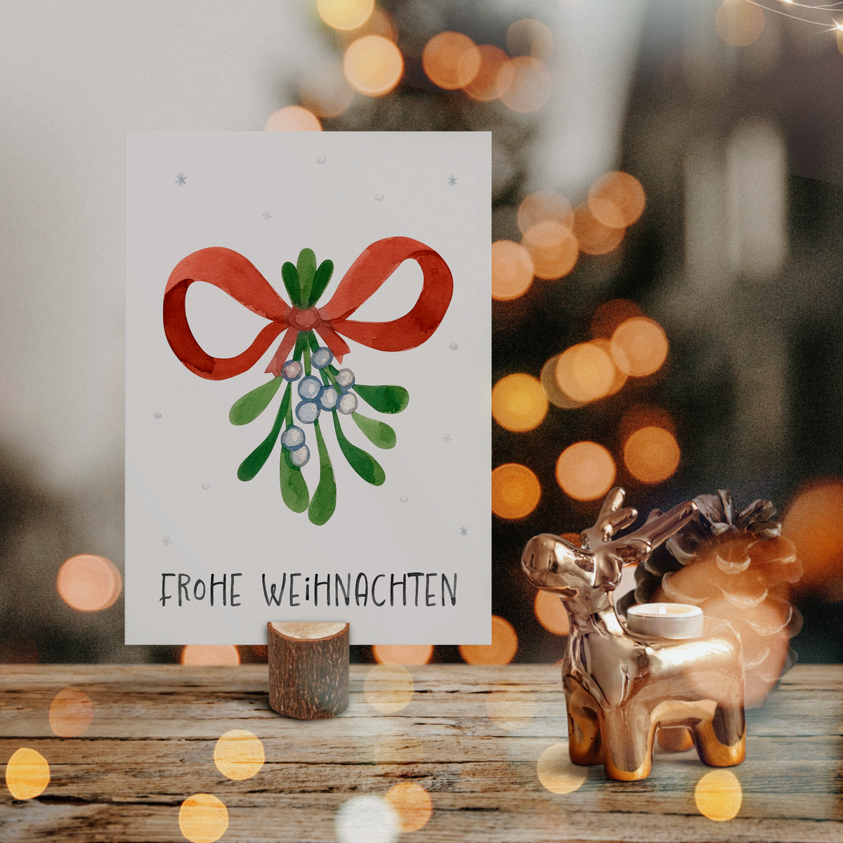 Weihnachtskarte Frohe Weihnachten - Mistelzweig