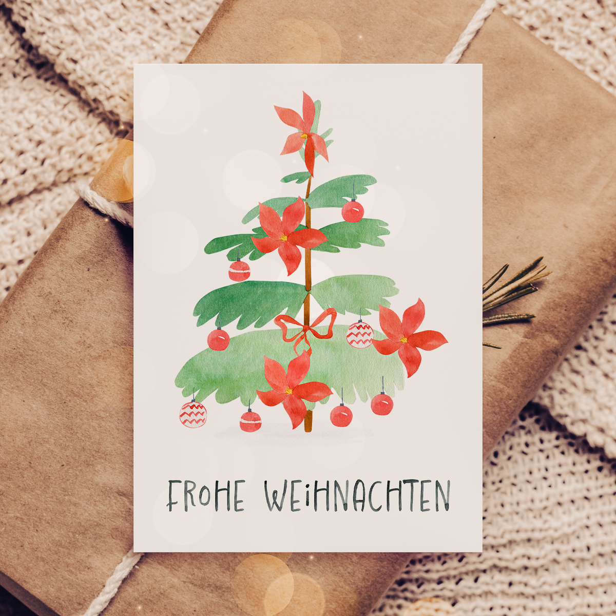 Weihnachtskarte Frohe Weihnachten - Weihnachtsbaum modern