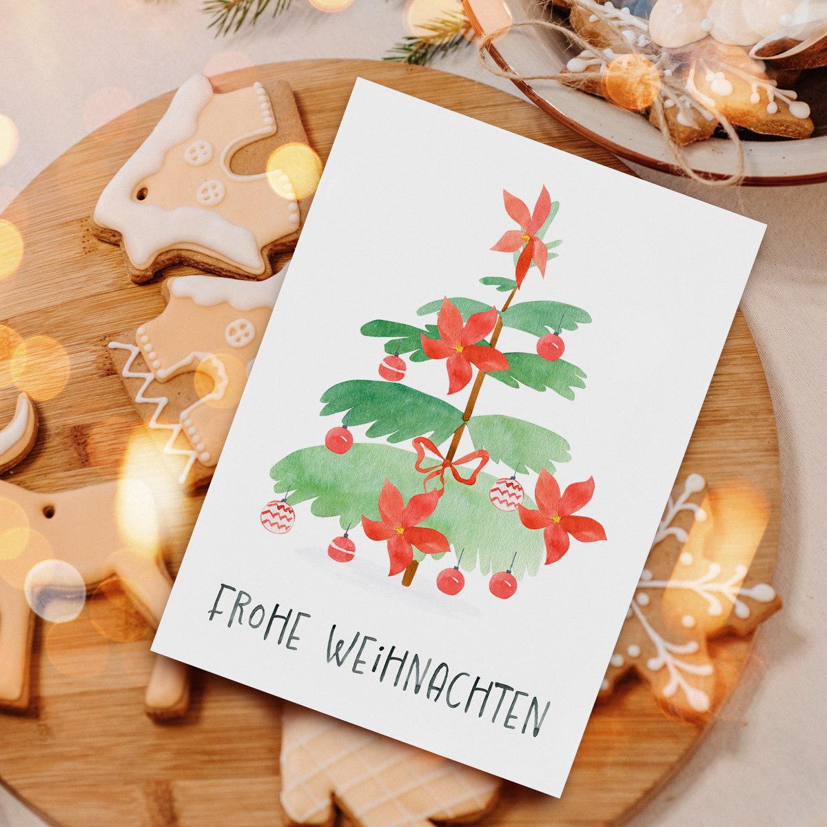 Weihnachtskarte Frohe Weihnachten - Weihnachtsbaum modern