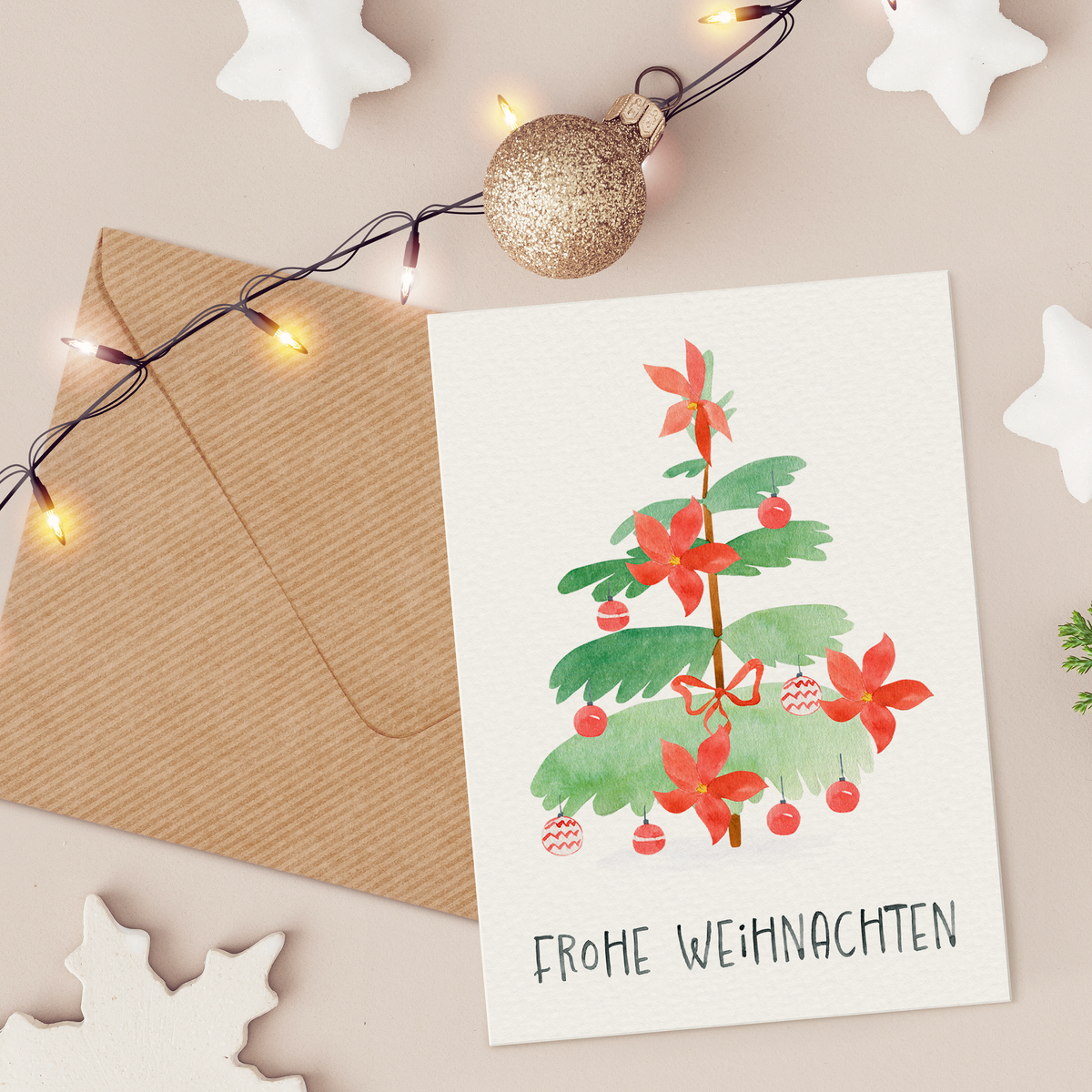 Weihnachtskarte Frohe Weihnachten - Weihnachtsbaum modern