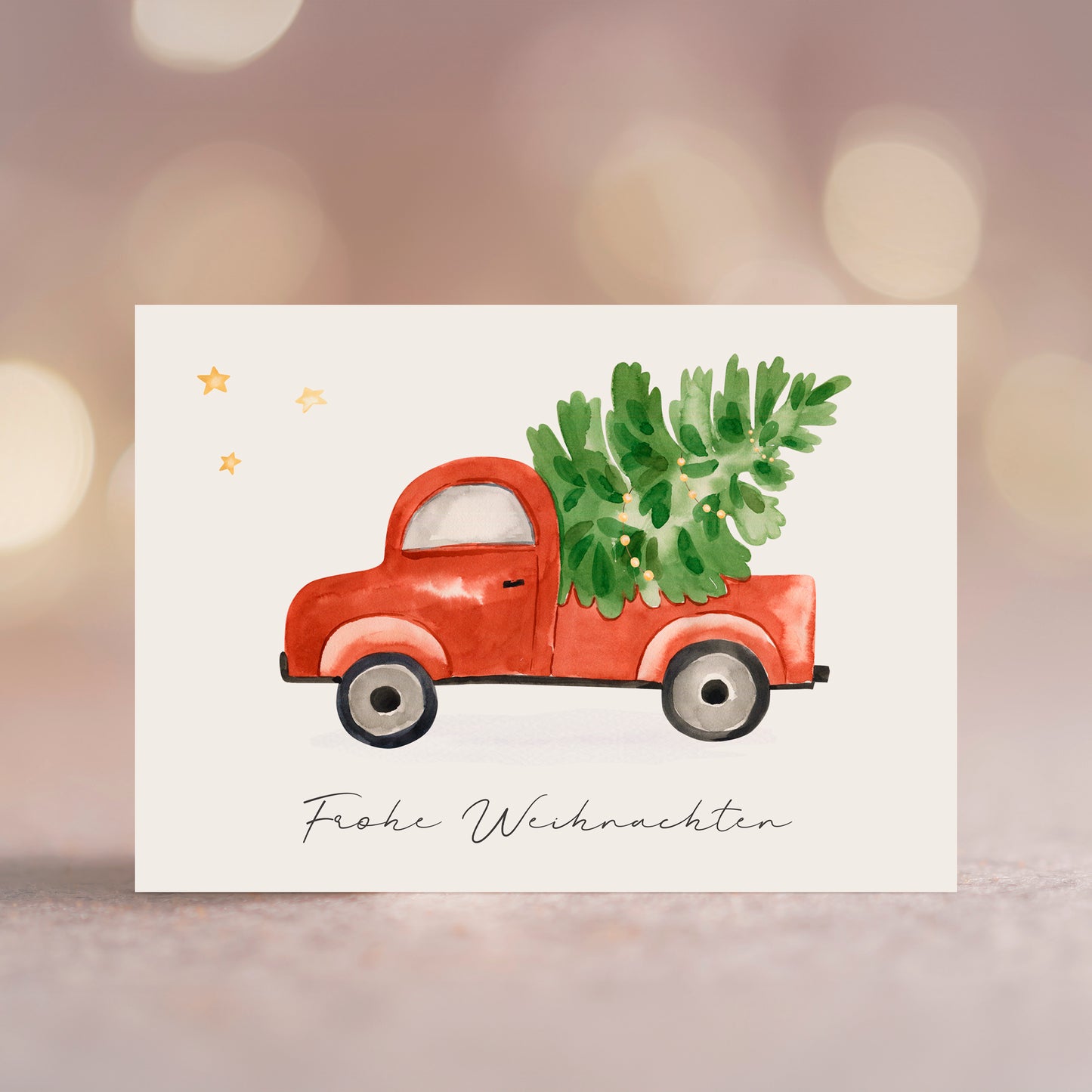 Weihnachtskarte Frohe Weihnachten - Auto & Weihnachtsbaum