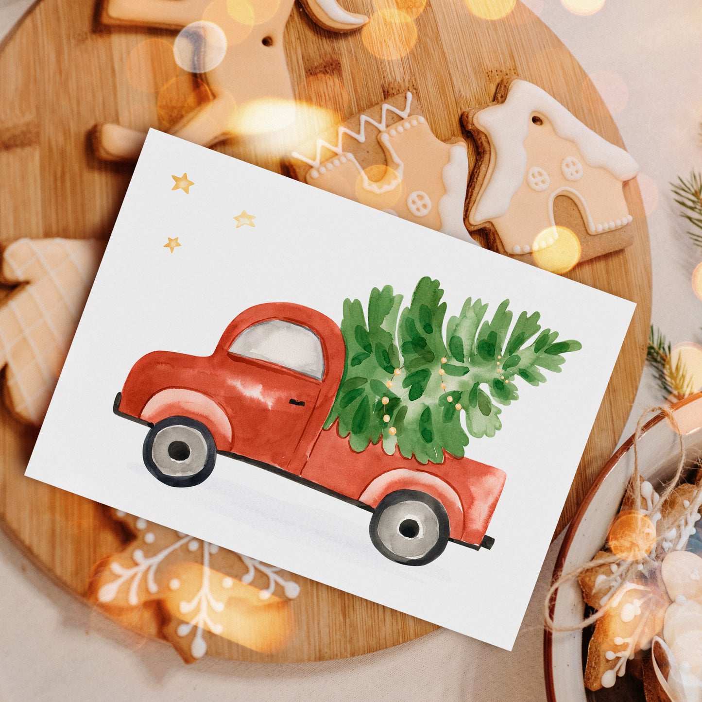 Weihnachtskarte Auto & Weihnachtsbaum