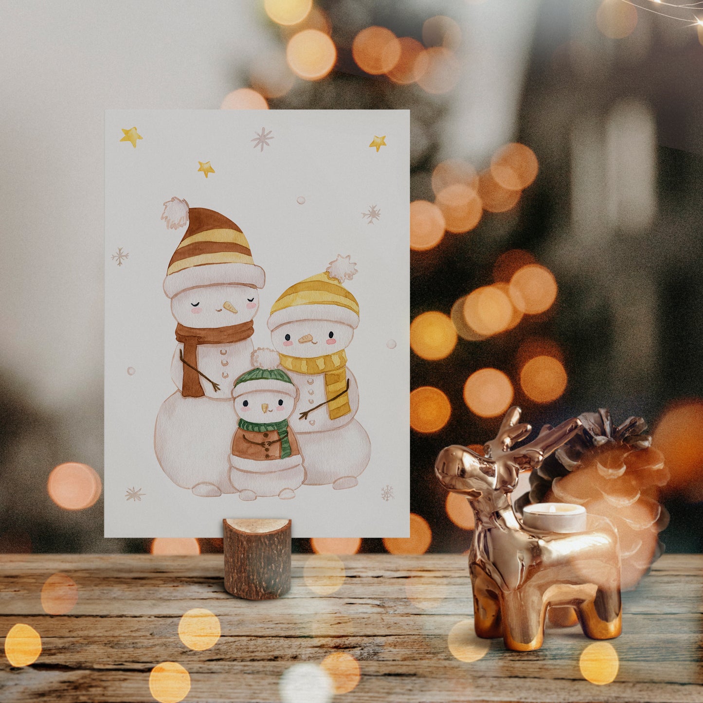 Weihnachtskarte Familie Schneemann