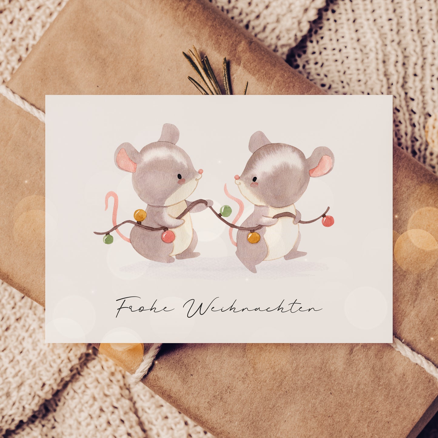 Weihnachtskarte Frohe Weihnachten - Mäuse