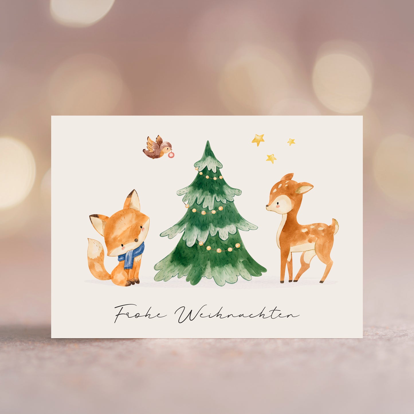 Weihnachtskarte Frohe Weihnachten - Waldtiere