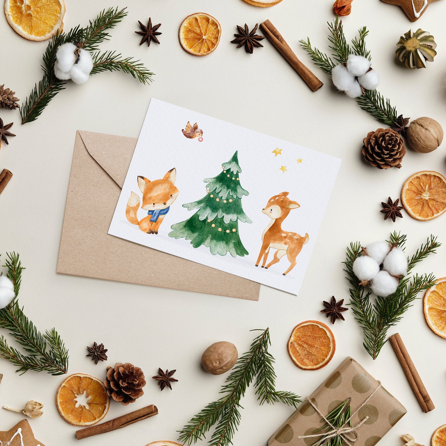 Weihnachtskarte Waldtiere