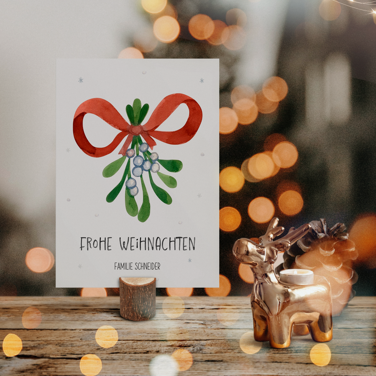 Personalisierte Weihnachtskarte - Mistelzweig