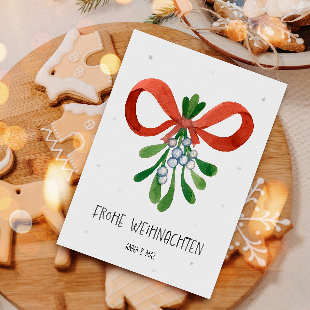 Personalisierte Weihnachtskarte - Mistelzweig