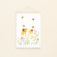 Poster Wildblumen und Bienen A4 & A3, handgemalte Blumen und Bienen auf hochwertigem, mattem Naturpapier, ideal als Kinderzimmerdeko oder Geschenk.