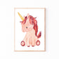 Posterset Einhorn und Schmetterling A4 & A3: handgemalte, rosa Einhorn-Illustration auf hochwertigem Naturpapier, perfekt als Kinderzimmerdeko oder Geschenk.