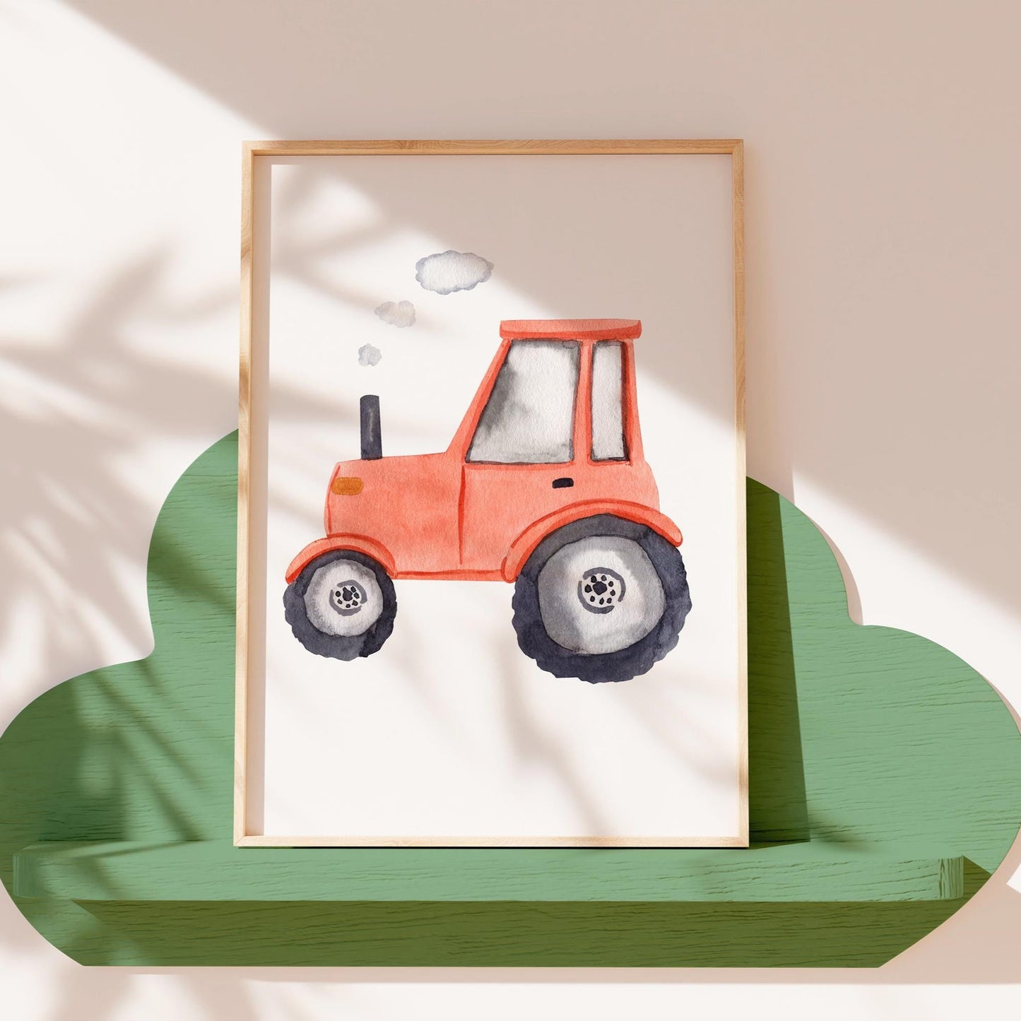 Poster Traktor A3 & A4: detailreiche Illustration von einem Traktor, ideal für Kinderzimmer. Gedruckt auf hochwertigem, mattem Naturpapier.
