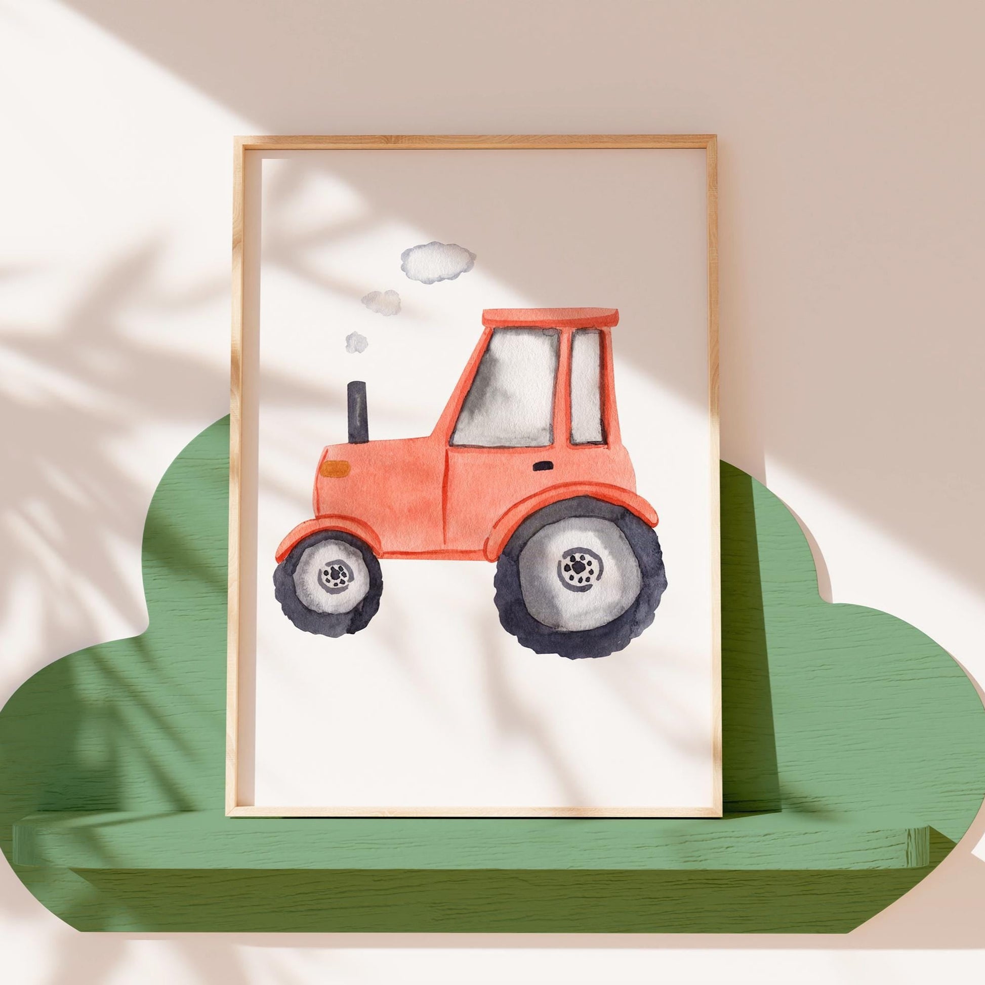 Poster Traktor A3 & A4: detailreiche Illustration von einem Traktor, ideal für Kinderzimmer. Gedruckt auf hochwertigem, mattem Naturpapier.