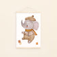 Poster Elefant Vintage A3 & A4: zauberhafter Aquarell-Elefant, ideal als Kinderzimmerdeko, auf hochwertigem Naturpapier gedruckt.