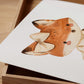 Poster Füchsin Vintage A3 & A4 handgemalte Zeichnung einer Füchsin auf weißem Hintergrund, ideal für Kinderzimmerdeko oder als Geschenk.