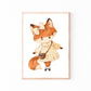 Poster Füchsin Vintage A3 & A4: Ein Aquarell-Fuchs in einem Rahmen, ideal als Kinderzimmerdeko, gedruckt auf hochwertigem 300g Naturpapier, erhältlich in A3 und A4.