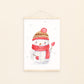 Weihnachtsposter Schneemann A3, A4 & A5: handgemalter, fröhlicher Schneemann mit Hut und Schal, ideal als Kinderzimmerdeko und Weihnachtsgeschenk. An Bildleiste.