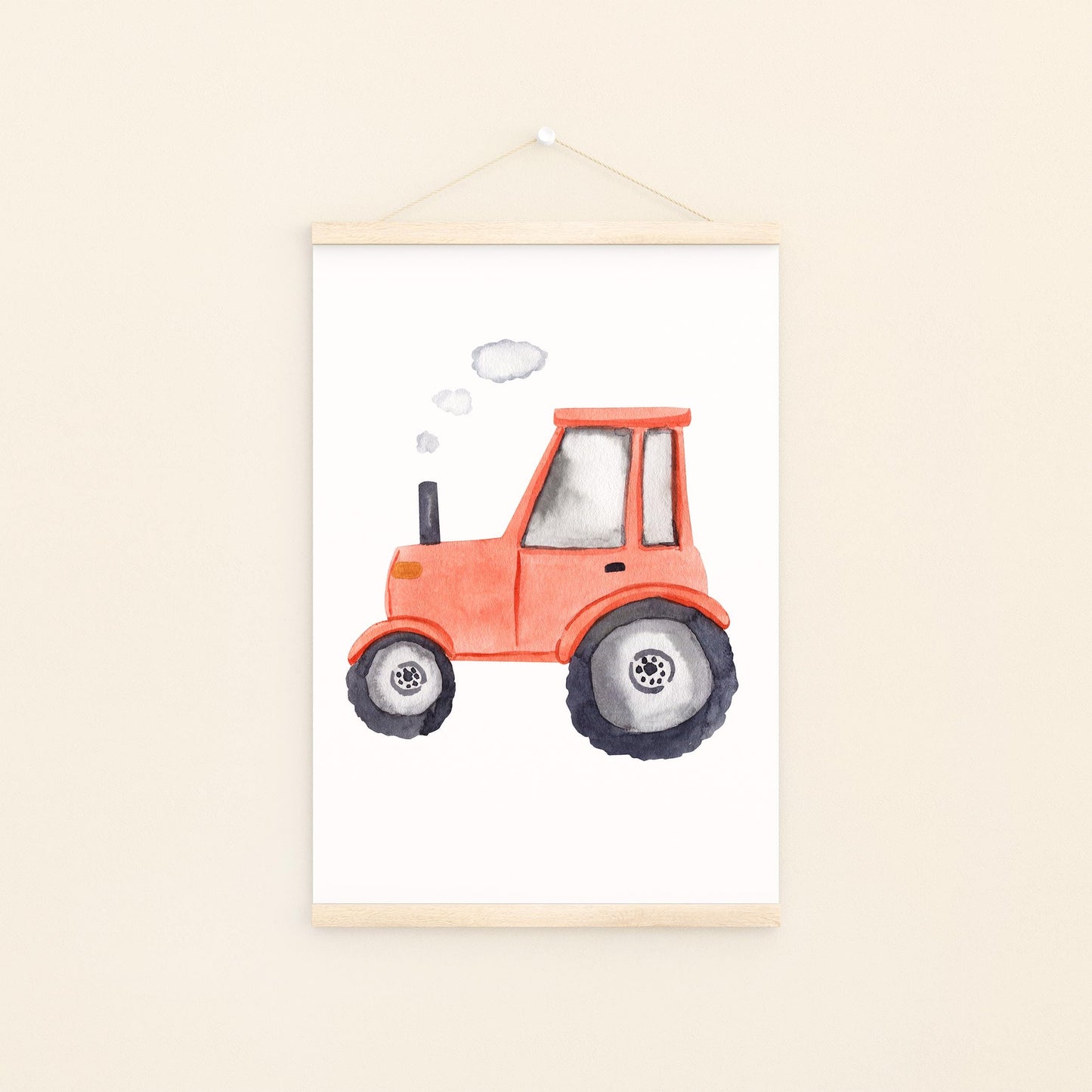 Poster Traktor A3 & A4: detaillierte Illustration von einem Traktor, ideal für Kinderzimmer, gedruckt auf hochwertigem 300g Naturpapier.