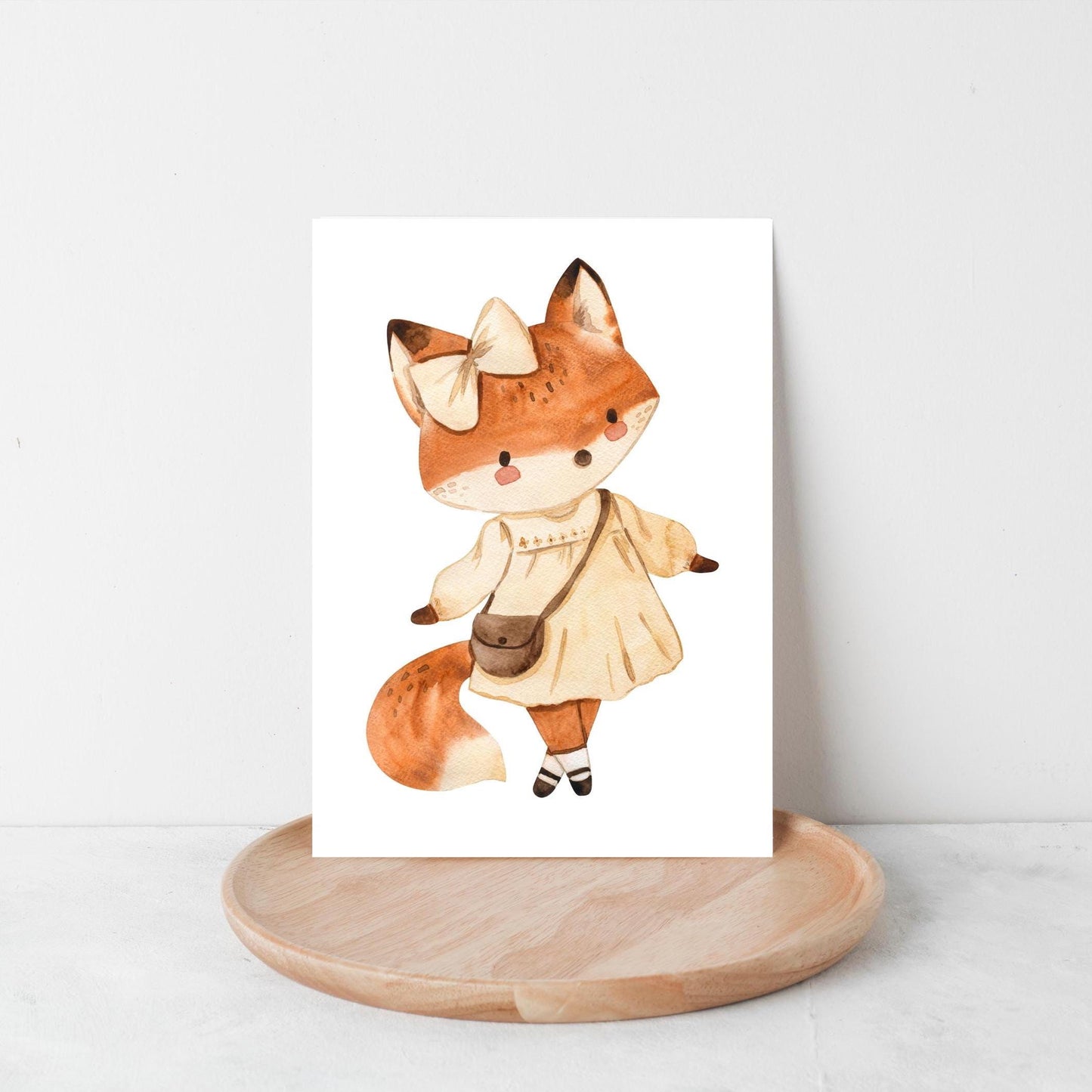 Karte Füchsin Vintage A6: Aquarell einer Füchsin im Vintage-Stil, gedruckt auf hochwertigem, mattem Naturpapier, perfekt als Gruß- oder Geschenkkarte.