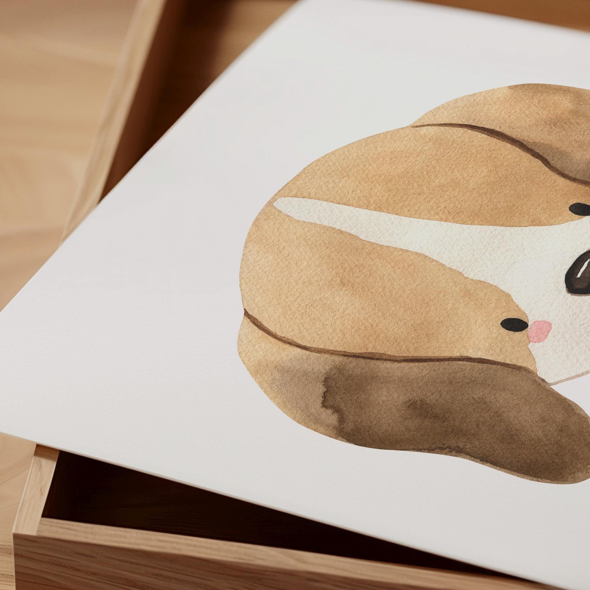 Poster Hund Beagle A3 & A4 zeigt eine detaillierte, fröhliche Hundeskizze auf hochwertigem Naturpapier, ideal für das Kinderzimmer.