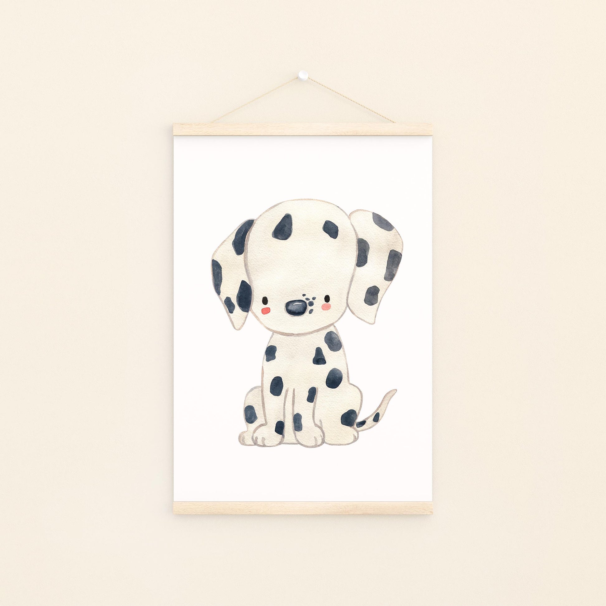 Poster Hund Dalmatiner A3 & A4: Detailreiche Illustration eines Dalmatiners als Aquarell auf hochwertigem, mattem Naturpapier, ideal für das Kinderzimmer.
