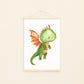 Poster Baby-Feuerdrache fliegt A3 & A4: niedlicher Babydrache in Aquarell, ideal für Kinderzimmerdeko. Gedruckt auf hochwertigem, mattem 300g Naturpapier. An Bildleiste