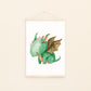 Poster Baby-Feuerdrache A3 & A4 niedlicher grüner Drache in Aquarelloptik, ideal für Kinderzimmerdekoration oder als Geschenk, gedruckt auf hochwertigem Naturpapier. An Bildleiste