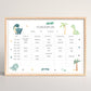 Stundenplan Dinos zum Ausdrucken A4 im Holzrahmen mit Dinosaurier-Illustrationen und einem Palmenmotiv. Perfekt zum Laminieren und Wiederbeschriften, ideal als Geschenk.