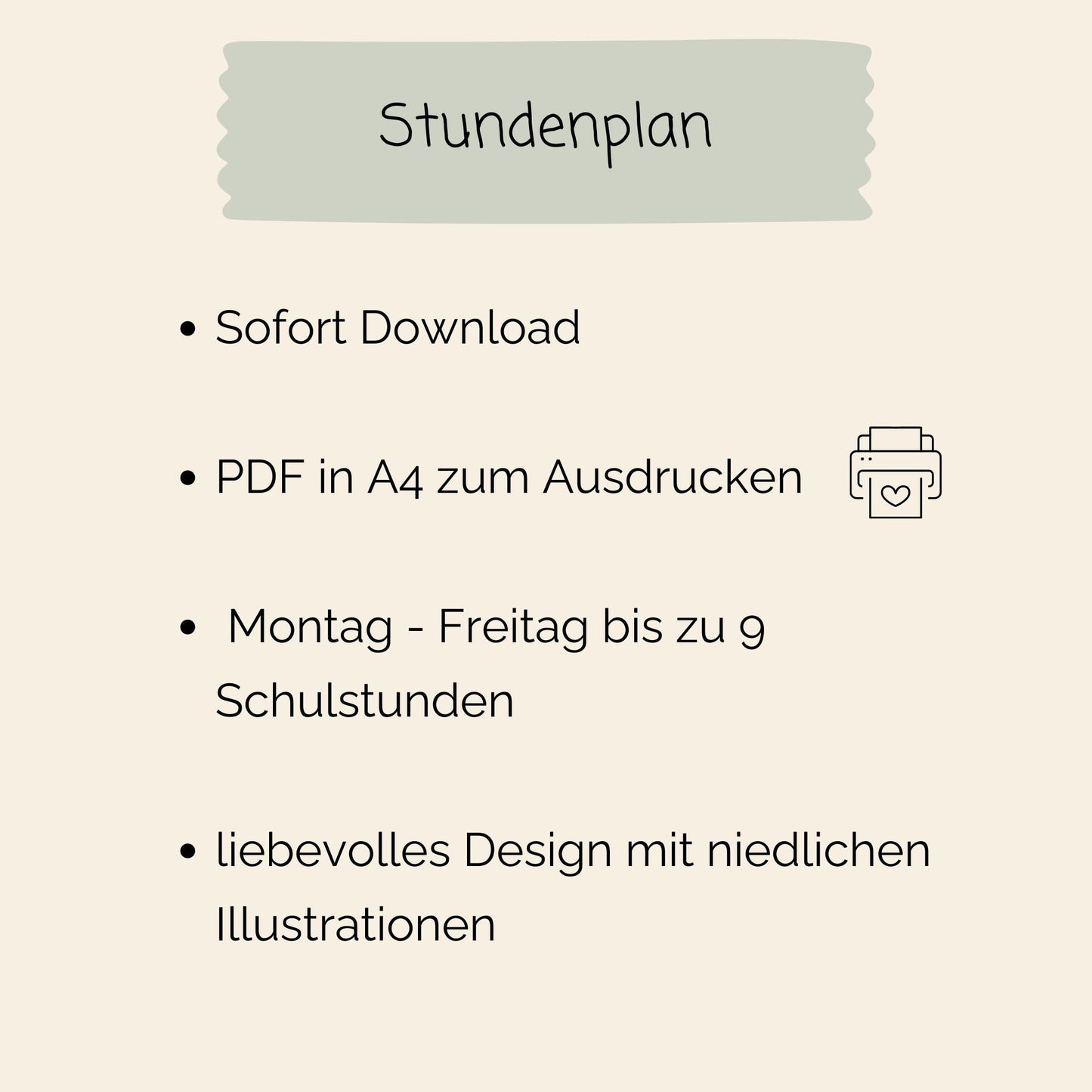 Stundenplan Meerjungfrau zum Ausdrucken A4. Screenshot zeigt Textlayout auf weißem Hintergrund, ideal für Kinder, zum mehrfachen Ausdrucken und Personalisieren.
