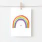 Karte Regenbogen mit Herz A6 auf hochwertigem 300g Naturpapier, mit buntem Regenbogenmotiv. Rückseite beschreibbar, ideal für Grüße oder Anlässe. Größe A6.